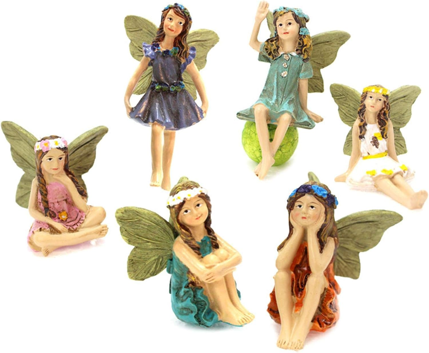 Miniature Fairies Figurines, 6 Fairy Statues, Fairy Garden Accessories, Resin Colorful Cake Decoration Statue for Outdoor Garden Yard Home Decor image number 1