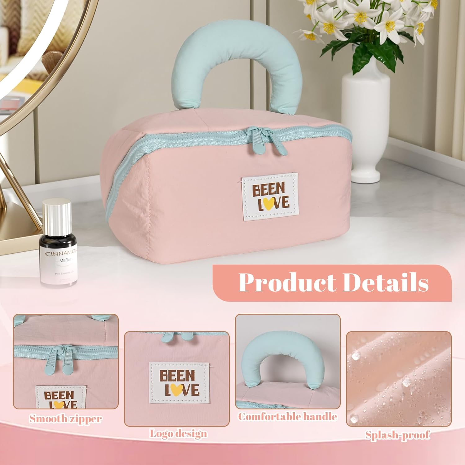 Transparent Toiletry Bag, Waterproof Hand Toiletry Bag with Large Capacity, Make up Bag with Zips for Business Trips, Holidays, Black, Mittelgro&szlig;e(26 X 7 X 16 CM), Cosmetic Case image number 6