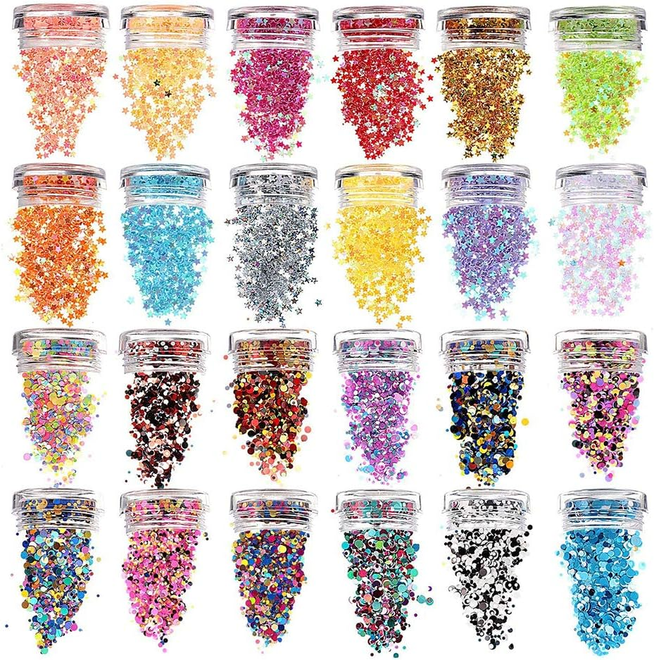 31 Boxes Holographic Nail Sequins Colorful Sticker Nails Art Glitters Flakes Stickers for Christmas Decoration image number 5