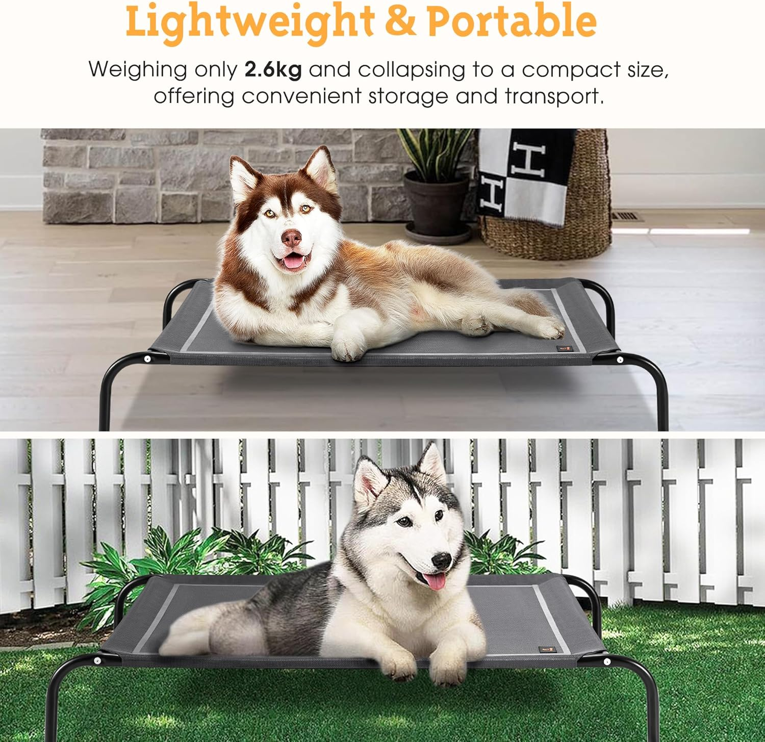 Petzly XXL Cooling Elevated Dog Bed for Large Dogs, Portable Indoor & Outdoor Pet Hammock with Washable Breathable Mesh, Upgraded Frame Dog Cot with Skid-Resistant Feet - Grey, 137X90X20Cm image number 4