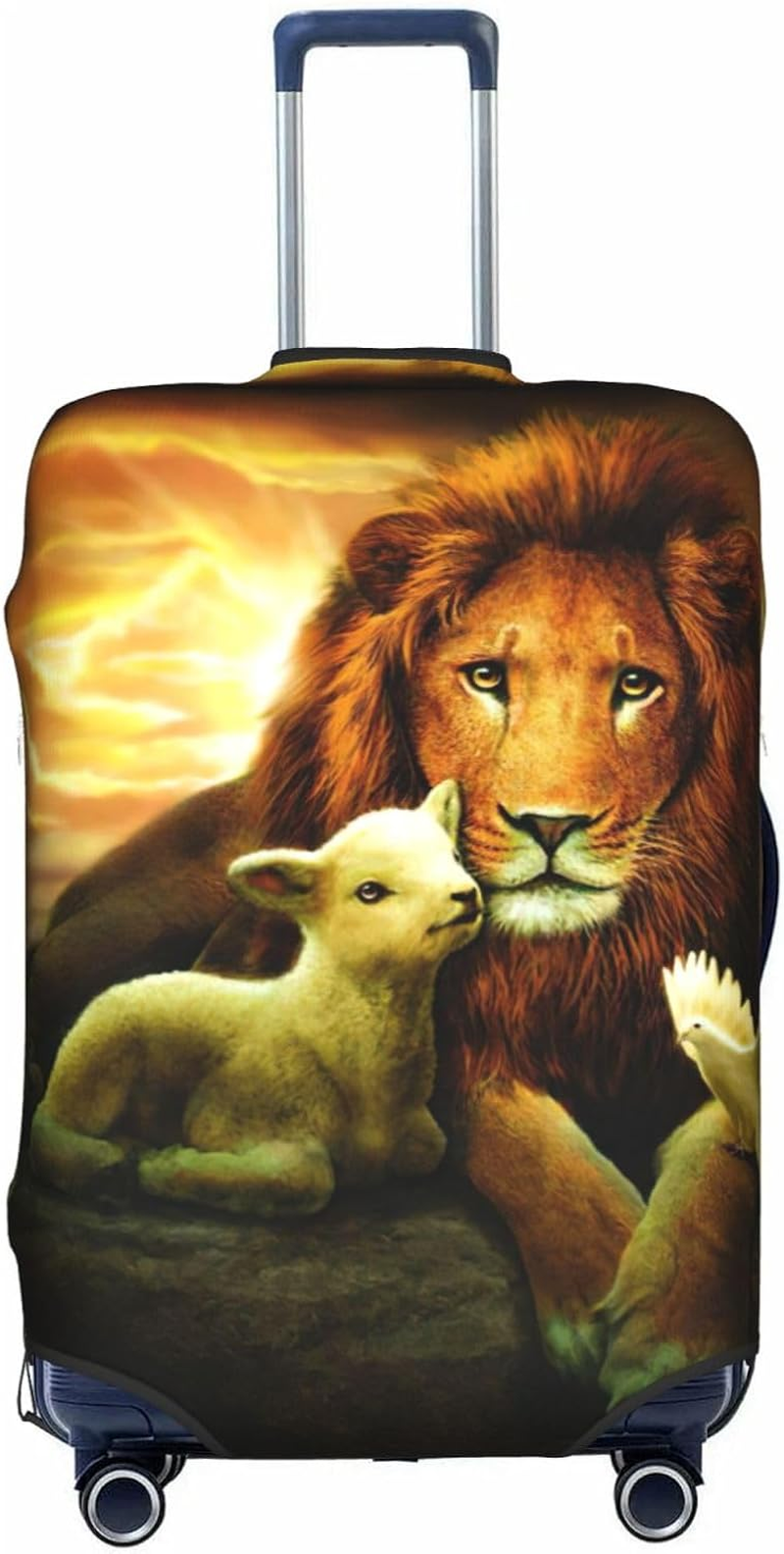 Odddot Sunset Lion Lamb Bird Print Travel Luggage Cover,Suitcase Protector Cover, Washable Baggage Covers,For 18-32 Inch Luggage, Sunset Lion Lamb Bird, Large image number 1