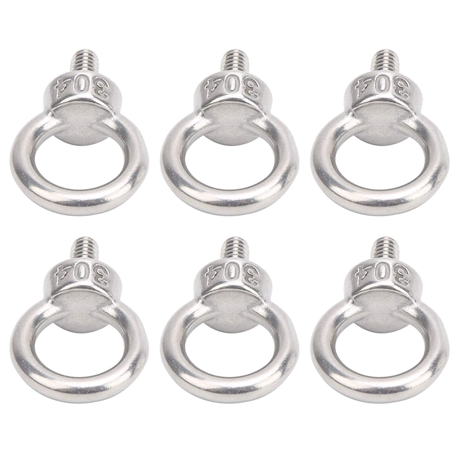 10Pcs M6 Lifting Eye Ring Bolts Screw 304 Stainless Steel Fastener Accessory Parts Silver White image number 3
