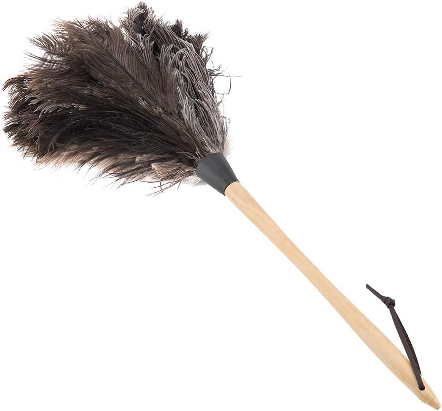 Duster, Handmade Washable Non-Electrostatic Ostrich Feather Wooden Handle Duster with Hanging Rope, Perfect for Cleaning TV, Book Shelf, Car image number 3