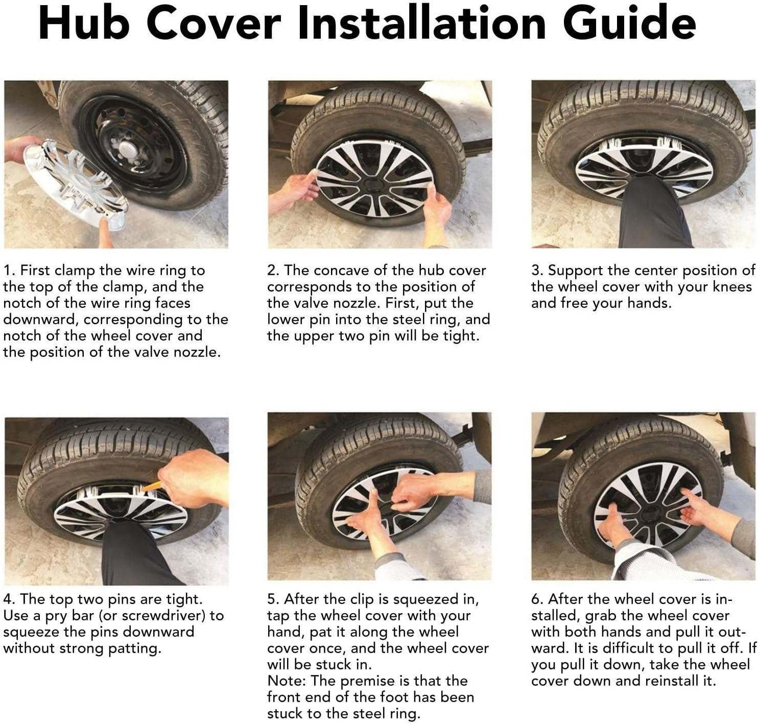 4Pcs Wheel Cover Hubcaps, 15 Inch Silver Sporty Strong Snap on Wheel Rim Cover for Cars Trucks Vans, Universal Fit for Steel Wheel, Easy to Install image number 2