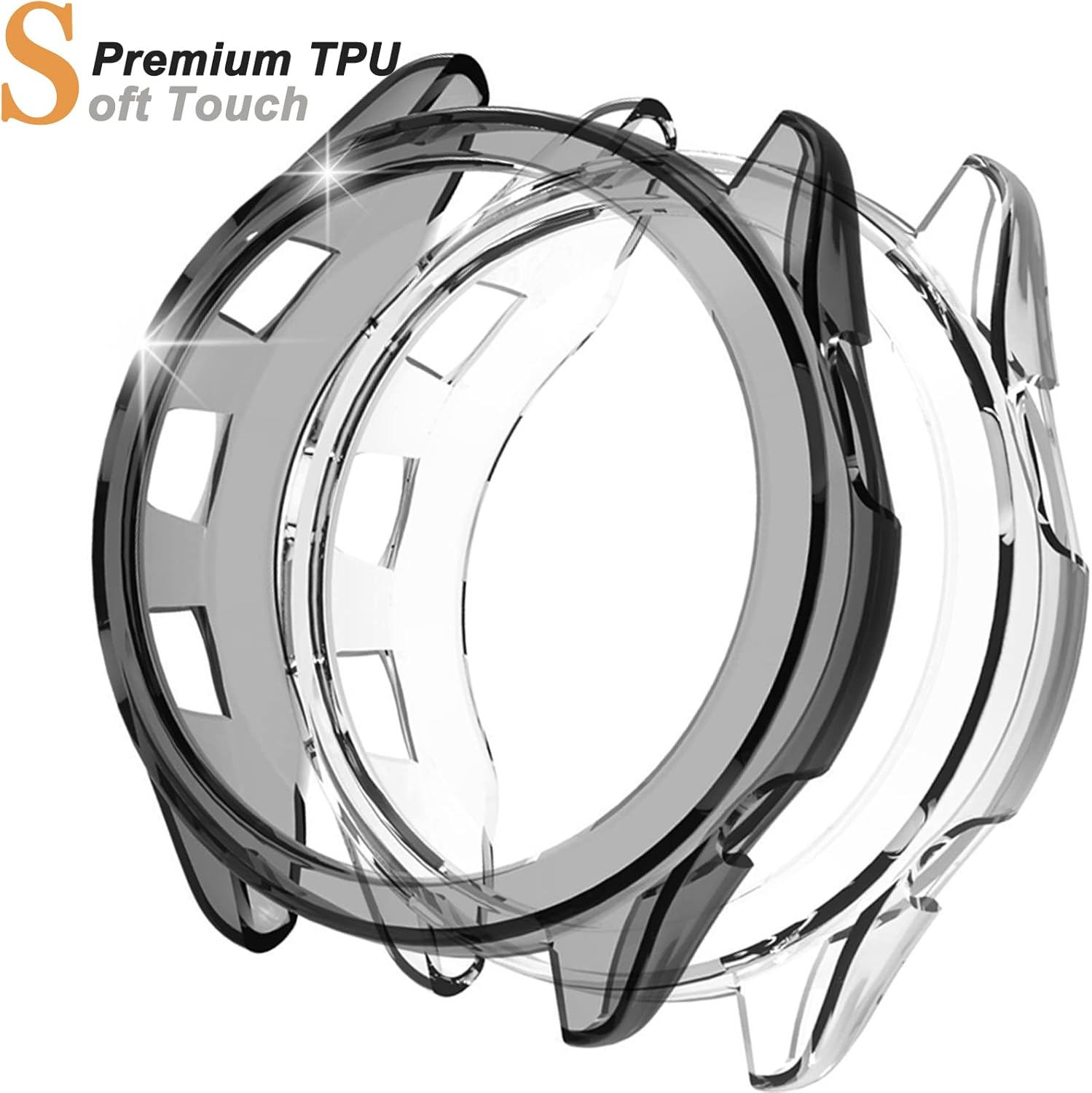 Miimall (2 Pack) Compatible for Garmin Forerunner 965 Case, Scratch-Resistance TPU Military Protection Translucent Cover Case for Garmin Forerunner 965/ Garmin 965 (Clear+Black) - Clear+Clear image number 5