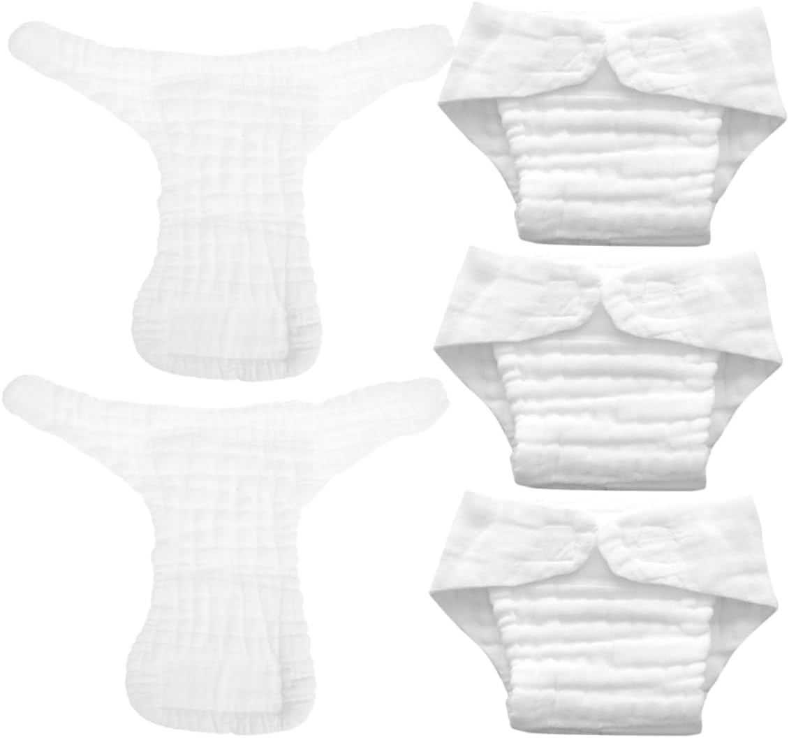 5Pcs Reusable Cotton Baby Nappy Insert Liners White Size M 3-9 Months 5.5-10Kg Breathable Absorbent Diapers Toddler Swim Diaper Liners Suitable for Potty Training and Infant Cloth image number 3