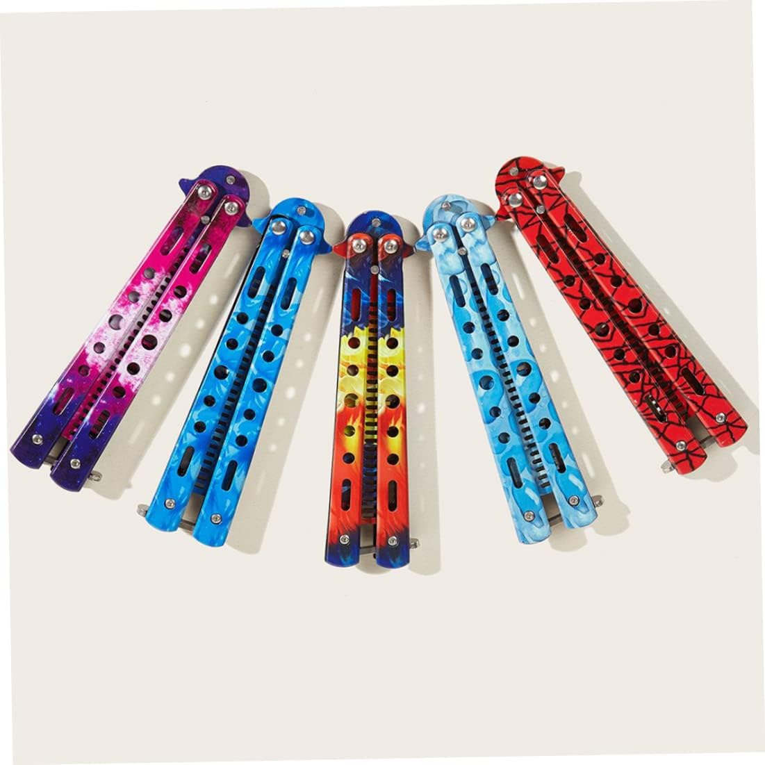 Comb Trainer Stainless Steel Unsharpened Slice Butterfly Training Comb for Beginner Aqua Blue Practice Comb Trainer Butterfly Training Comb Steel Folding Comb - Colorful image number 3