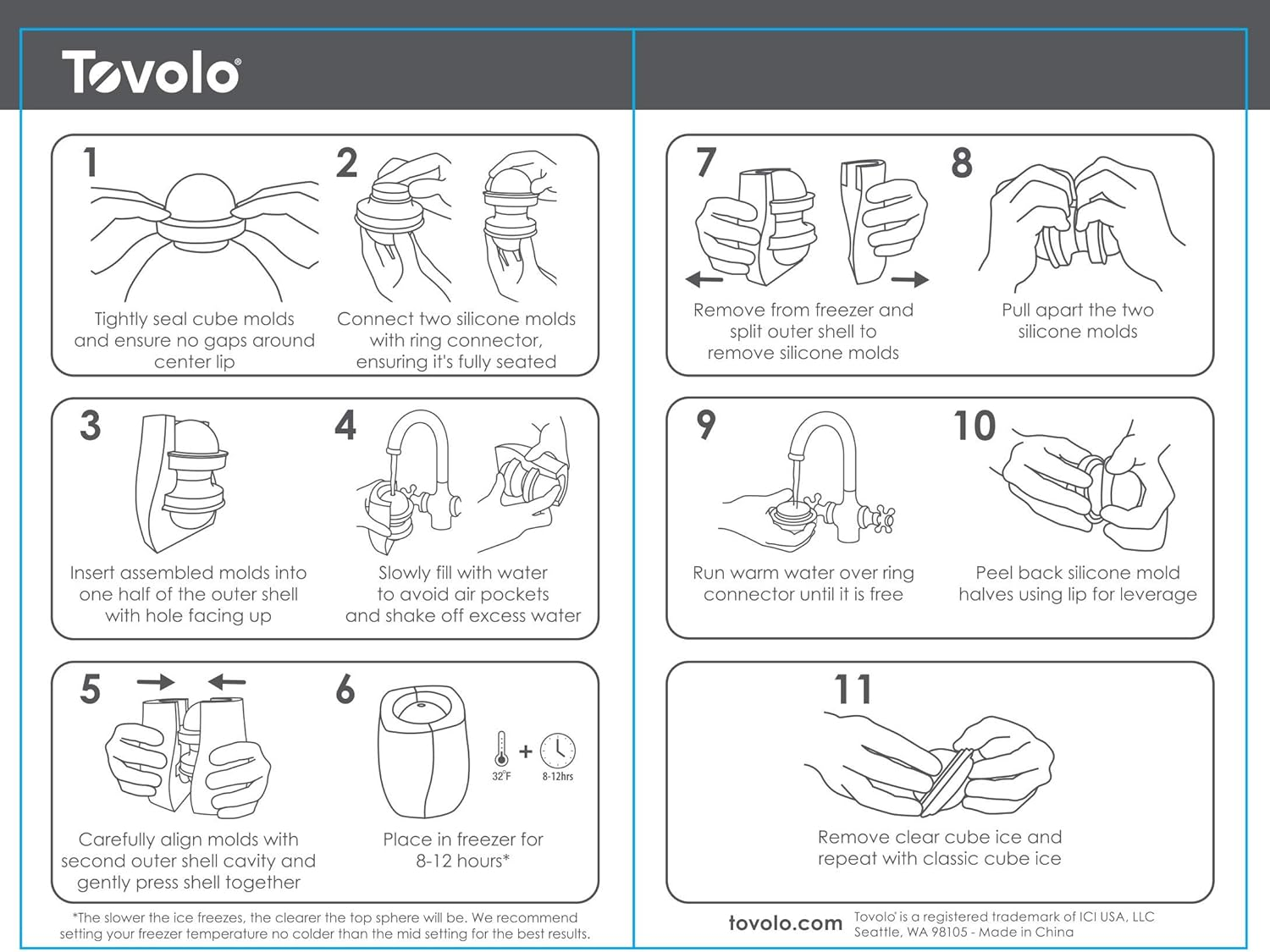 Tovolo Seamless Sphere Ice System, Compact, 2.5 Inch Crystal Clear Spheres - Set of 4 Molds,Black image number 4