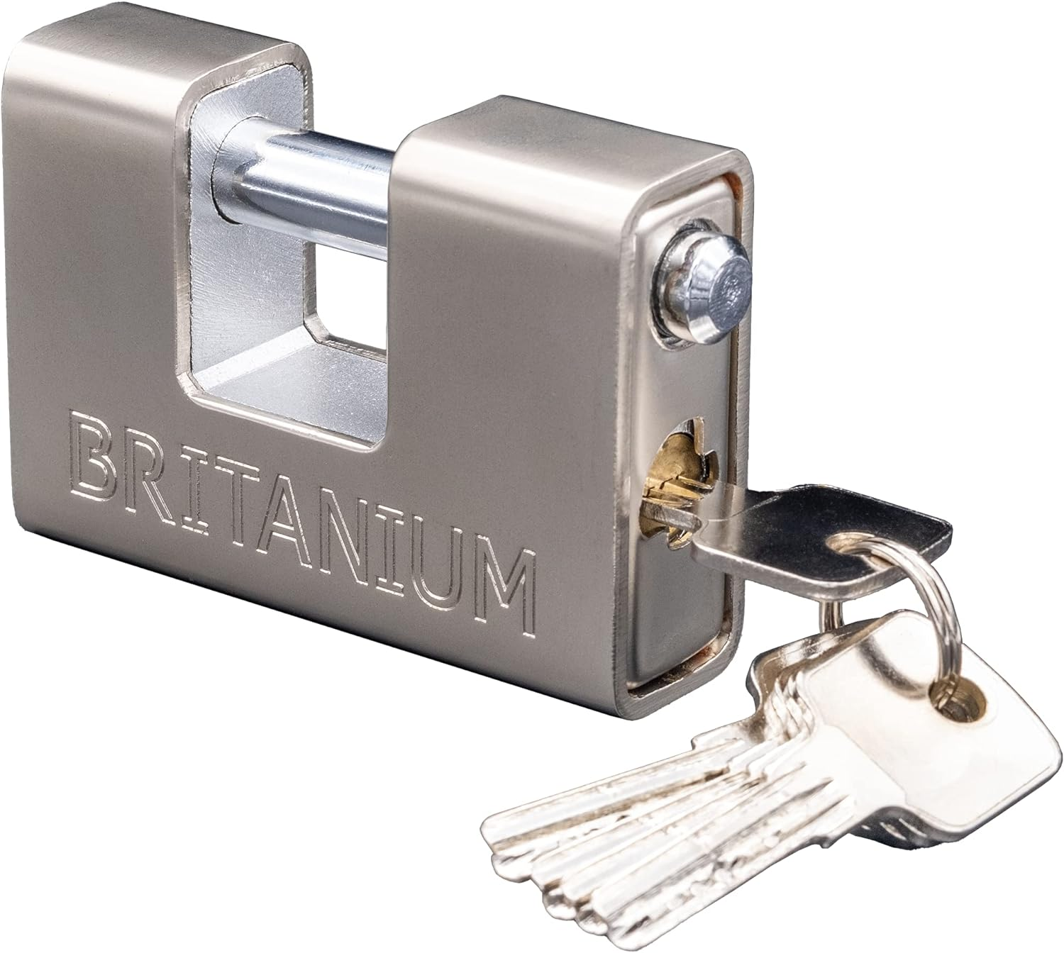 BRP/74 [Armoured] Shipping Container Padlock - [Anti Drill Cylinder] - Heavy Duty Lock for Storage Unit, Motorbike, Shed & Garage Silver image number 2