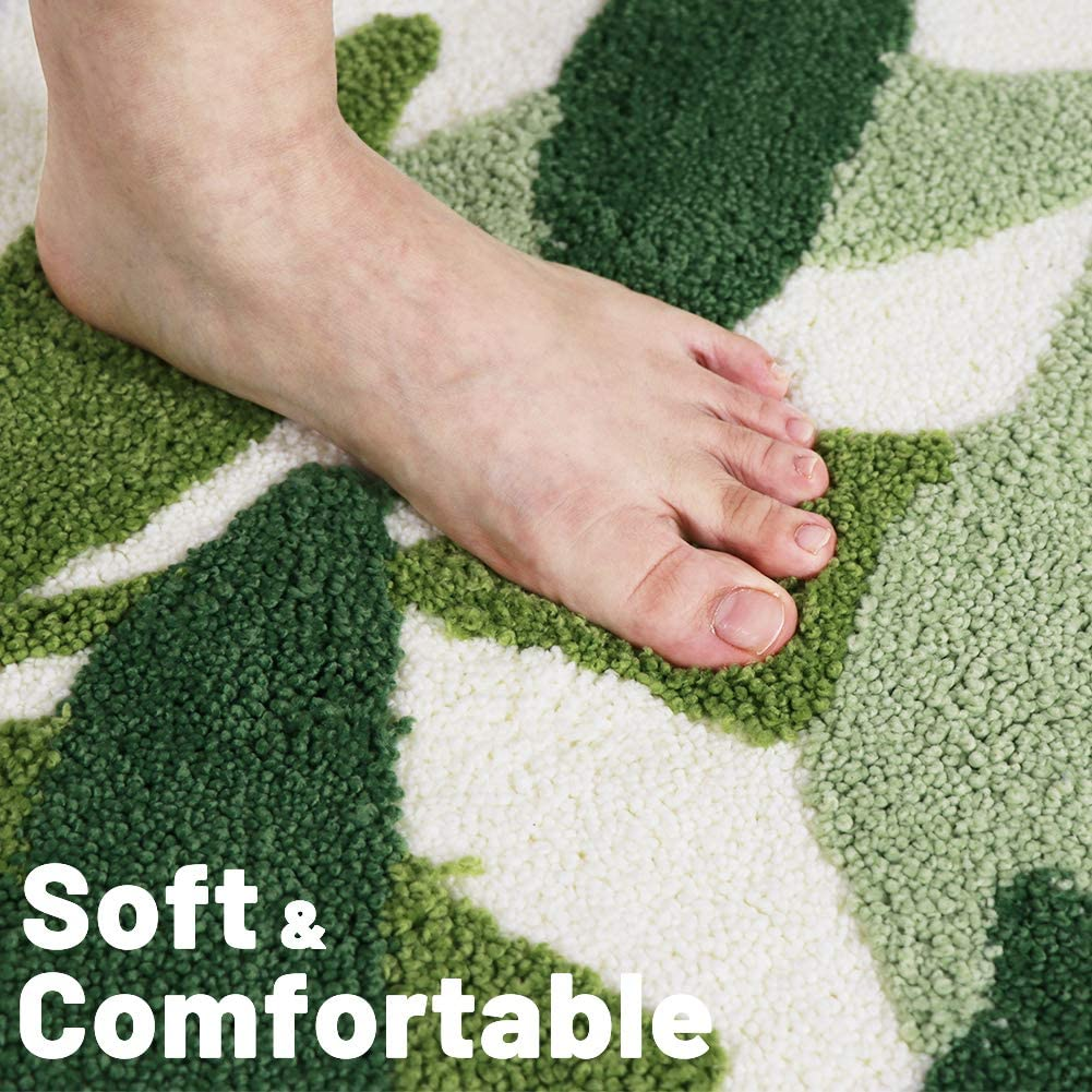 Tiita Indoor Doormat, Front Back Door Mat, Machine Washable Soft Bathroom Floor Mat for Entrance, 32X20 Inch Bathroom Rugs, Green Leaves image number 4
