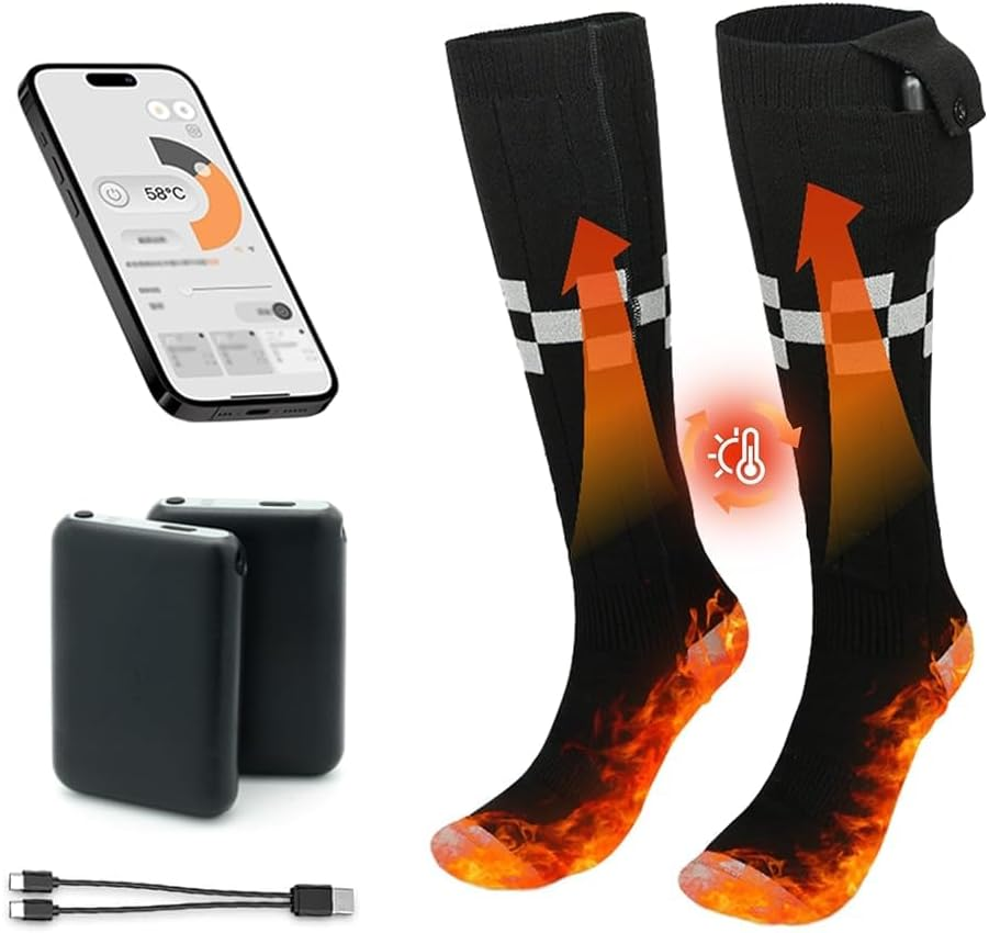 7JI Heated Socks for Men Women with App Control, Rechargeable Electric Heating Warm Socks for Winter Outdoors Work Fishing Hunting Skiing Riding Camping image number 5