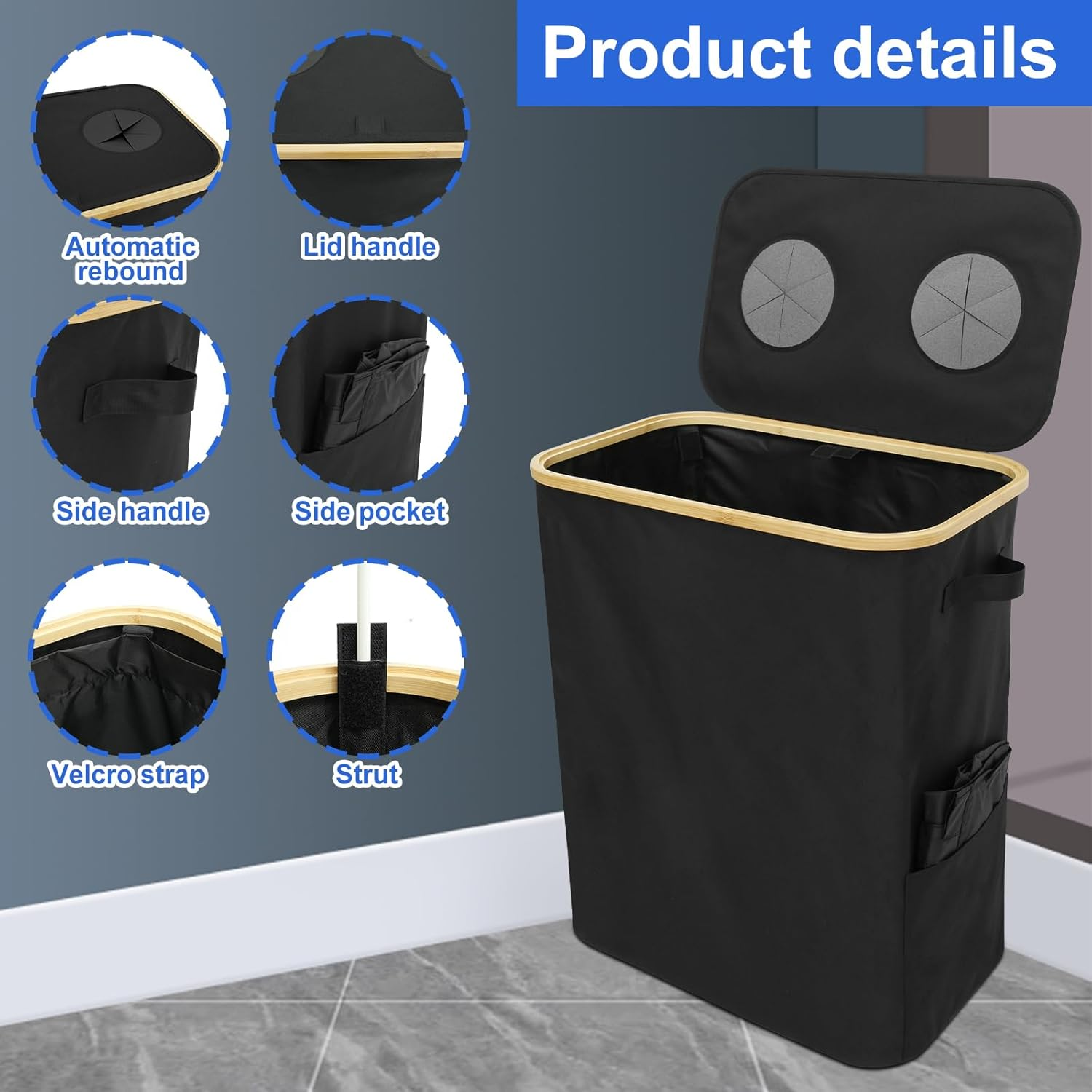 Kitchen Recycling Bin 140L Bottle Recycling Bin with Lid Large Capacity Kitchen Recycling Trash Can Foldable Recycling Bin Storage with Removable Inner Bag for Kitchens Indoor image number 5