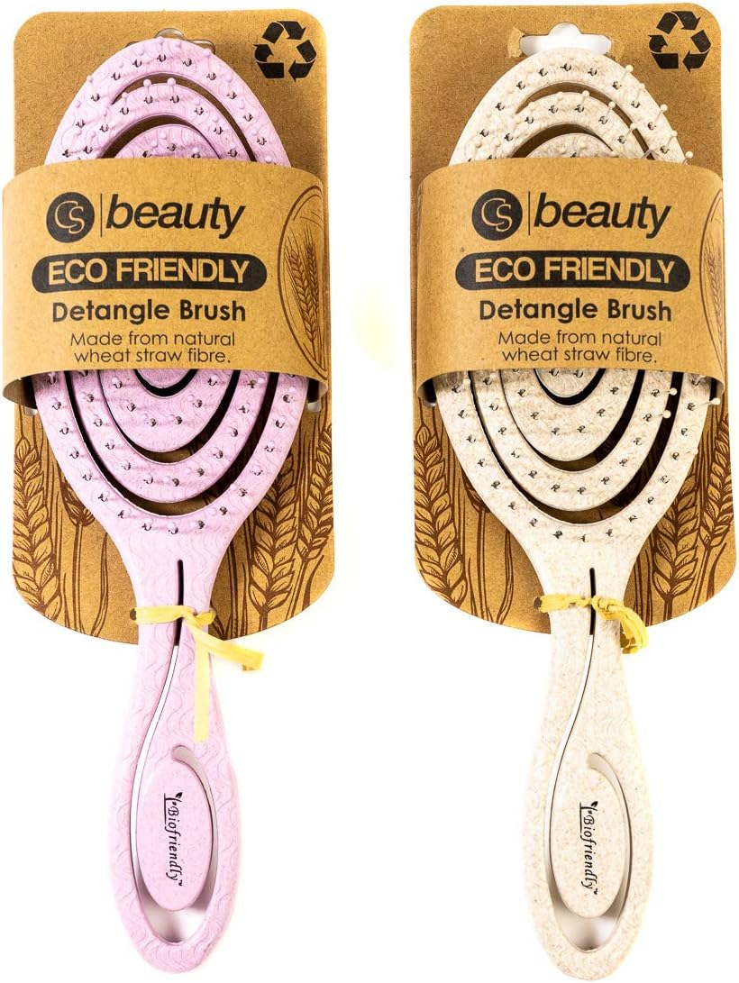 CS Beauty Eco Friendly Straw Hairbrush, Flexible Soft Pin Bristles, Detangling Wet/Dry Hair, Head Massaging Pro (Oatmeal) - White image number 2