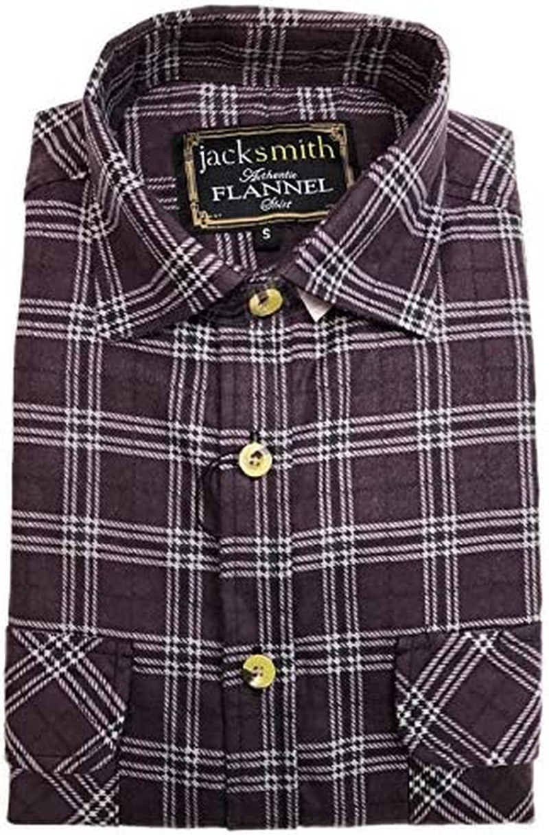 Jacksmith Men'S Authentic Flannel Vintage Flannelette Check Long Sleeve Shirt