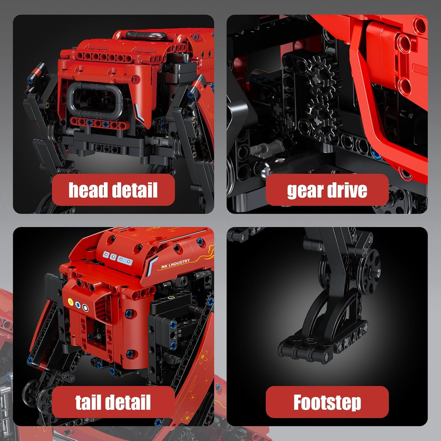 Mould King 15067 Red Dog Robot Building Set, Remote Control APP Robot Model Block Kit, STEM Toy to Build for Boys Girls Aged 8+ 936Pcs - Red image number 2