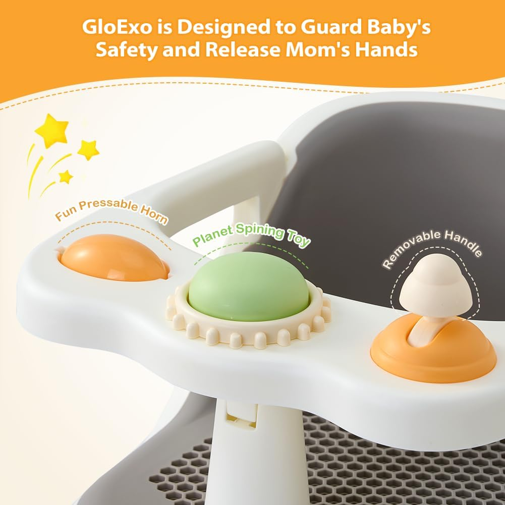 Baby Bath Support Seat for 6 Months & up - Bathtub Shower Seat Chair for Babies Sitting up with Toys & Brush, Non-Slip, Comfortable, Infant Bath Essentials Gift image number 4