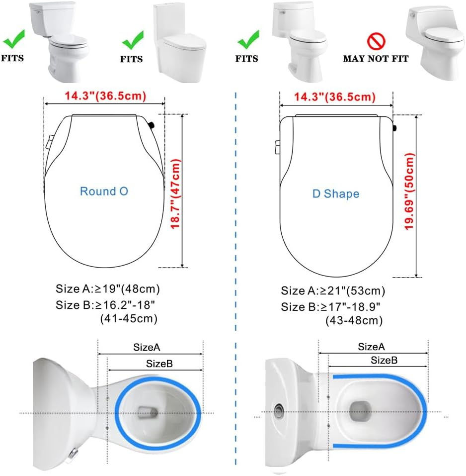 Non Electric Bidet Seat Toilet Seat with Self Cleaning Dual Nozzles Separated Rear & Feminine Cleaning Natural Water Spray, Soft Closed Toilet Seat, Easy DIY Installation (O Shape) image number 5