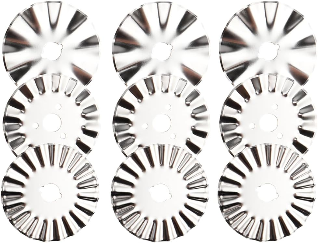 Yakamoz 9Pcs 45Mm Pinking Rotary Cutter Blades Set, 3 Types Replacement Wave Rotary Cutter Baldes for Fabric Cutting, Sewing, Quilting,Paper and Arts & Crafts image number 6