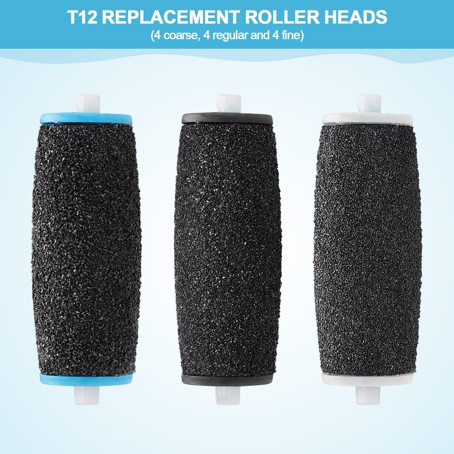 12Pcs Replacement Roller Heads Compatible with Amope, Fine Replacement Roller Regular Coarse Replacement Heads Foot File Remover for Feet image number 6