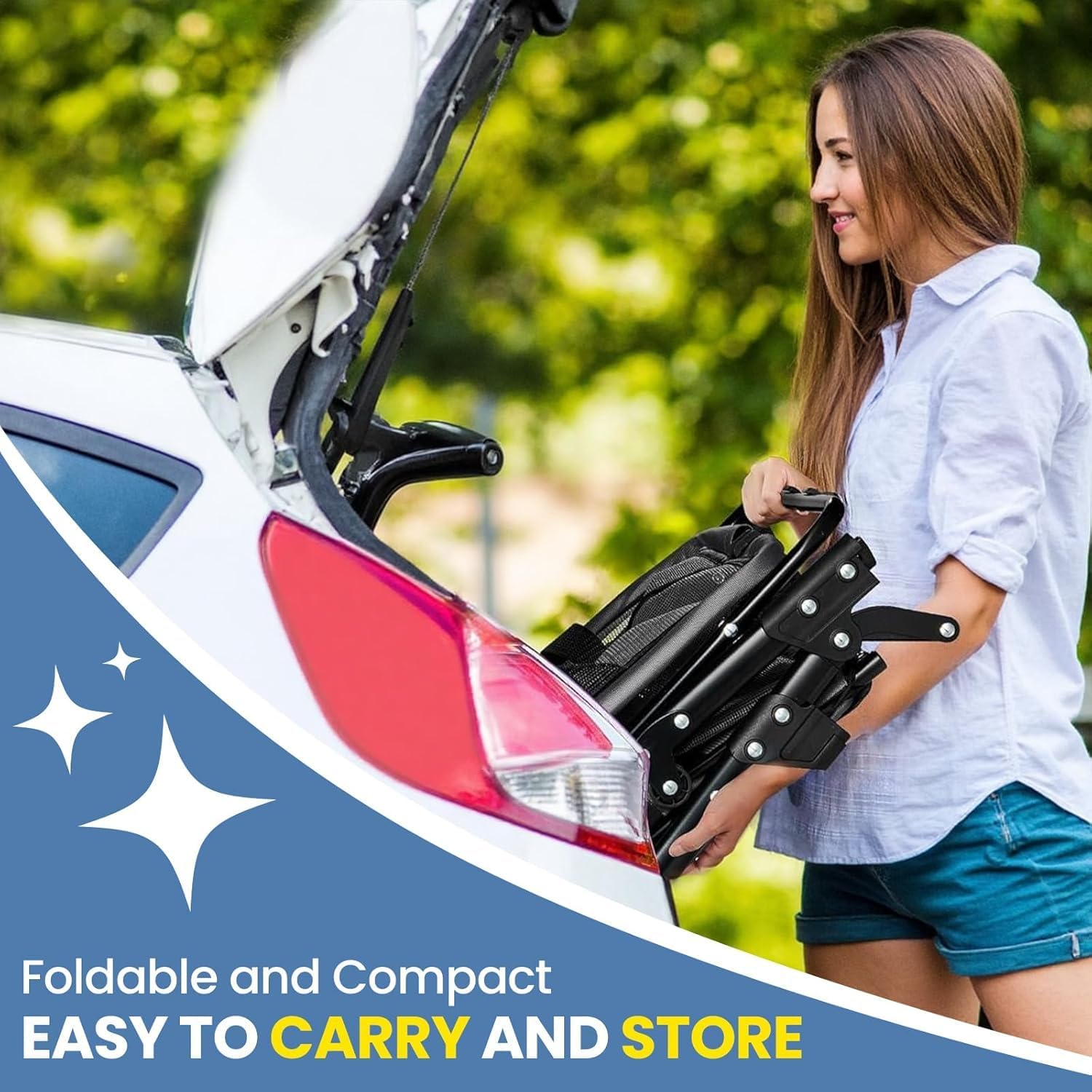 Folding Shopping Cart 50Kg, Portable Collapsible Grocery Cart, Two Tier Collapsible Shopping Trolley with Removable Basket and 360&deg; Swivel Wheels, One-Hand Fold (Black) image number 1