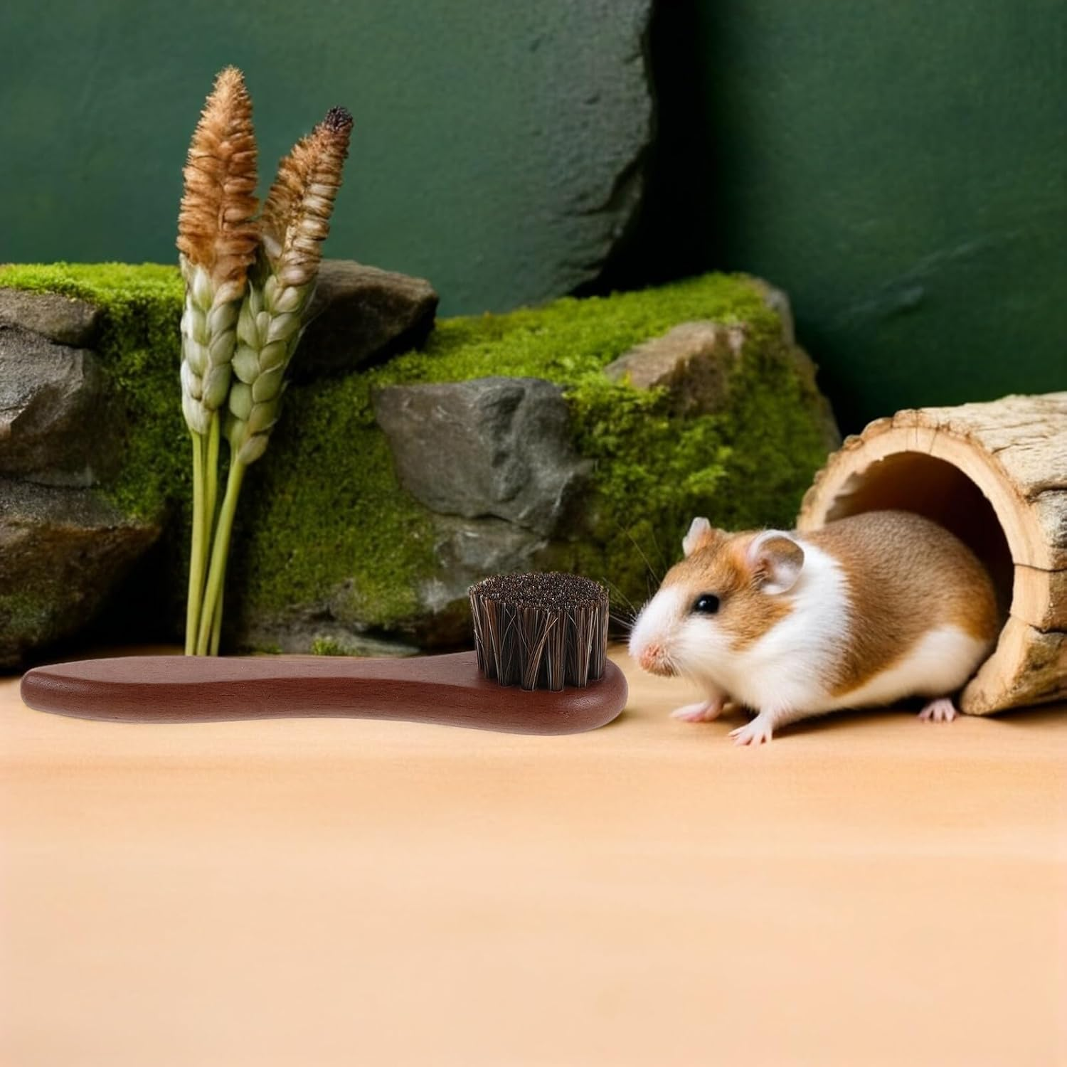 COHEALI 2Pcs Hamster and Guinea Pig Bath Brush Set with Soft Bristles, Wooden Handle Pet Grooming and Bathing Tool for Small