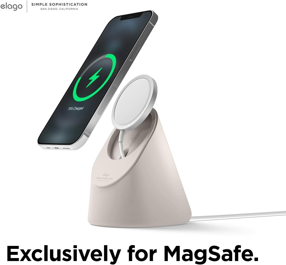 Elago MS1 Charging Stand Compatible with Magsafe Charger - Premium Silicone Stand Compatible with Iphone 17/16/15/14/13/12 Series [Charger Not Included] (Stone)