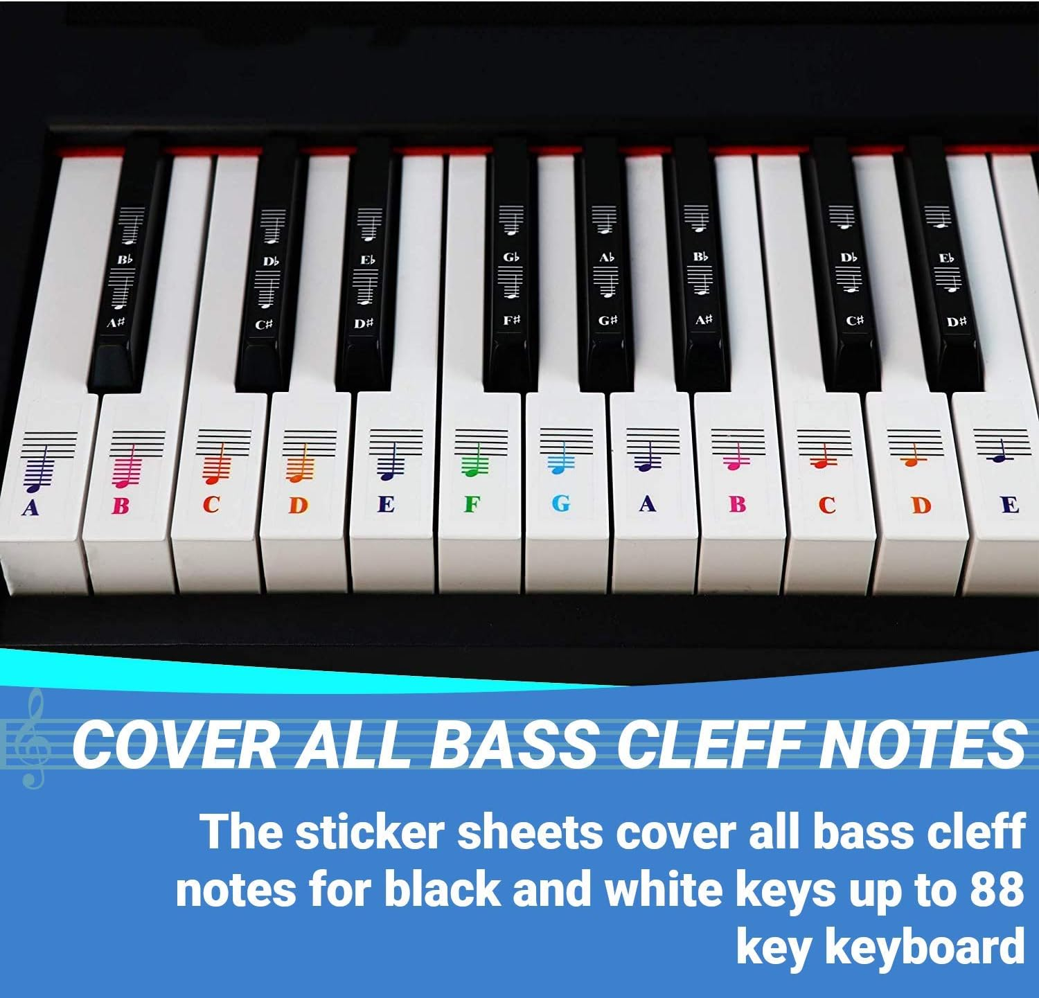 Color Piano Stickers for White and Black Keys image number 1