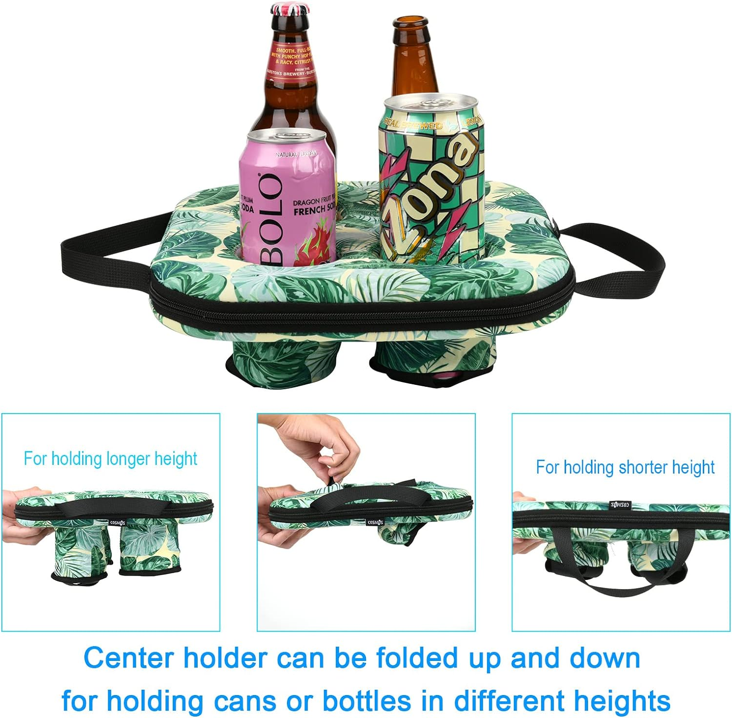 Cosmos Floating Drink Holder Pool Beverage Float Cup Coaster Non-Inflatable Floating Refreshment Drink Tray Holds 4 Pcs Beer Can/Bottle/Coffee Cup/Tumbler for Beach Hot Tub Pool Party Water Fun