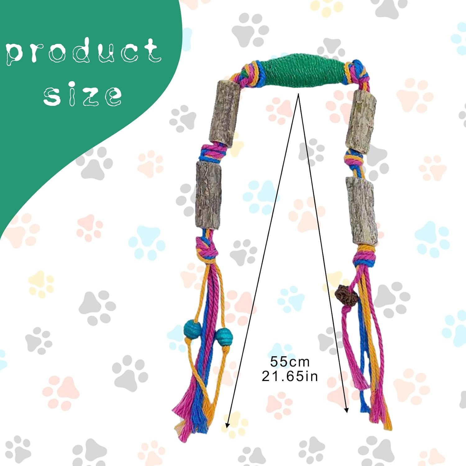 Diiwmme Catnip Toy Bite Rope,Interactive Cat Toy for Indoor Cats Kitten Natural Cat Chew Toy Kitten Teething Toys Cotton Rope Catnip Toys for Teeth Cleaning & Stress Release,55 CM (Green) image number 4