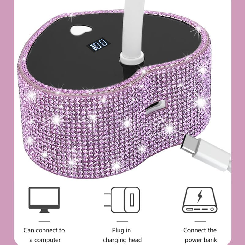 Bouzaak UV LED Nail Lamp, Heart Shaped UV Light for Gel Nails Polish, Rechargeable 36W Quick Drying Goosenecks Flash Cure Nail Dryer (Purple)
