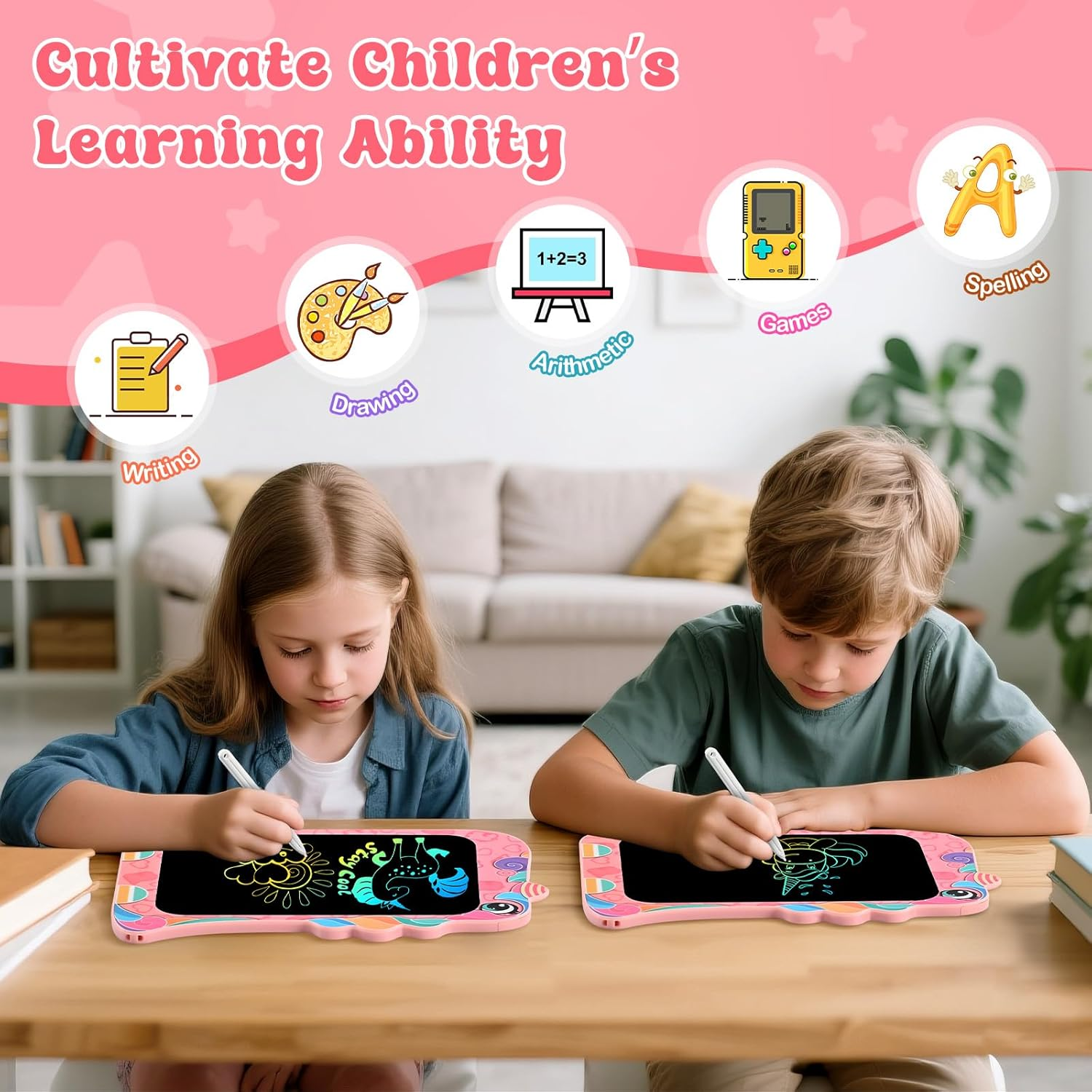 Eoocoo Girls Unicorn Toys, Toddler Baby Gifts, 8.5 Inch Colorful LCD Writing Tablet, Doodle Board Drawing Tablet, Erasable Reusable Doodle Pad, Birthday Gifts for Kids 3-6 Years Old Girls Boys image number 6