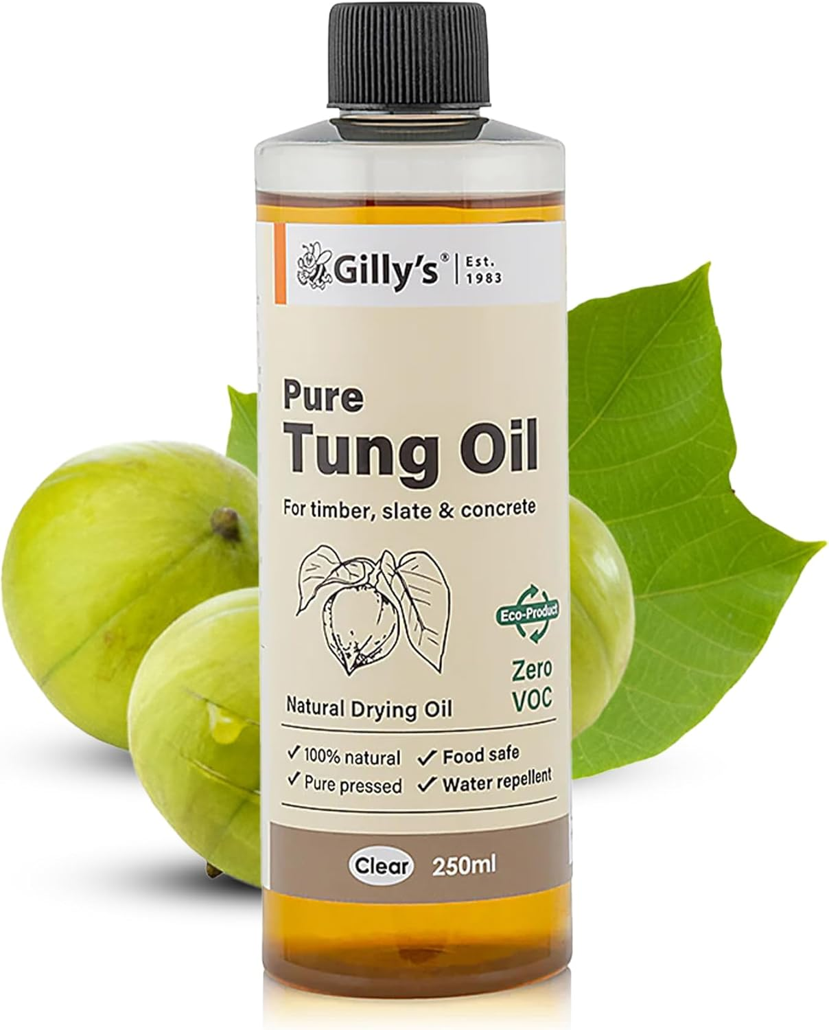 Gilly&rsquo;S Pure Tung Oil 250Ml | Seals & Protects, Food Safe for Non-Toxic Application, Indoor/Outdoor Furniture, Timber, Woodworking & Kitchen Surfaces | Natural, No Additives or Petrochemicals image number 4