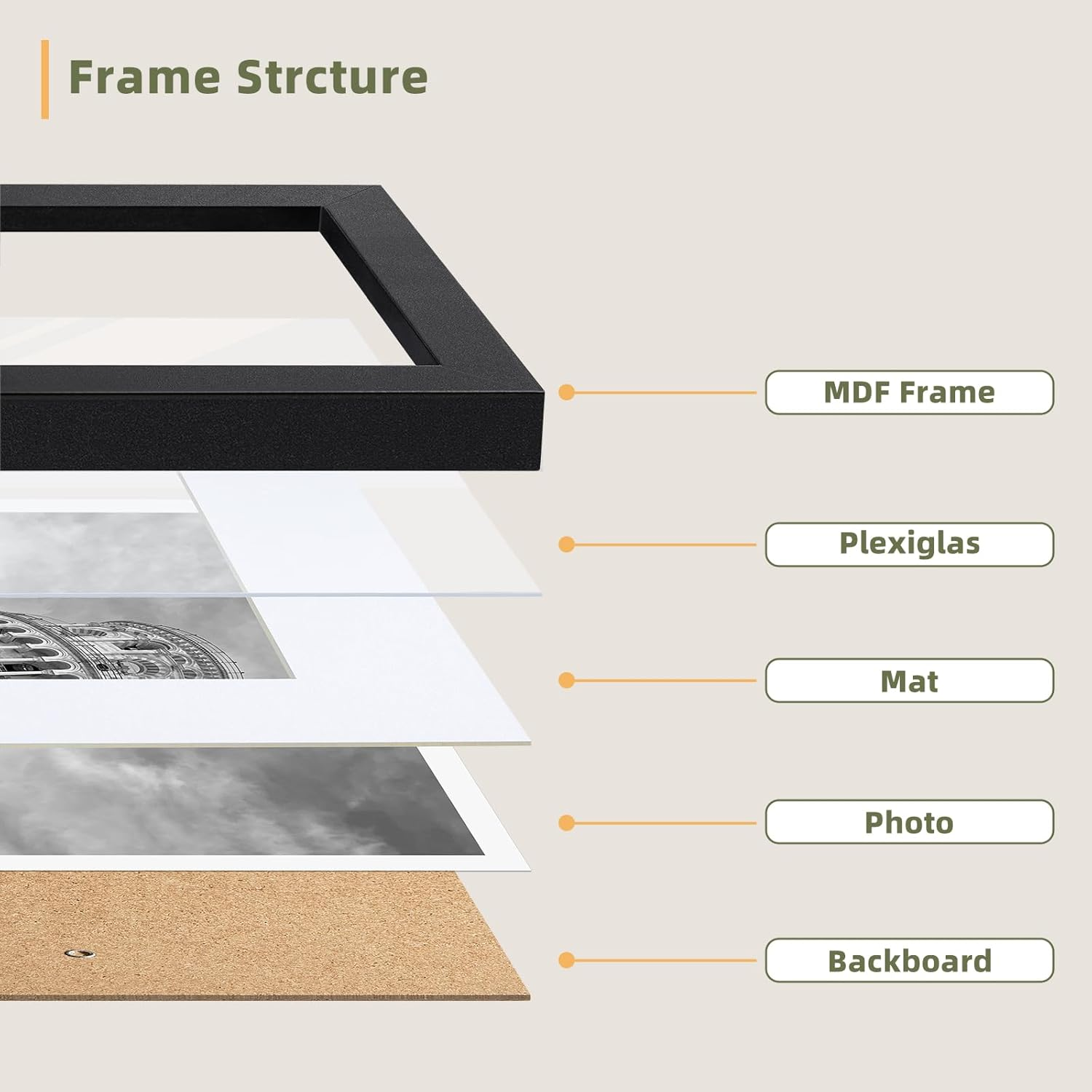 Happyhapi 12X18 Poster Frame, Black Picture Frame for 11X17 (With Mat) or 12X18 (Without Mat), Vertical and Horizontal Wall Mount Large Picture Frame for Photos, Posters and Art Prints, 1 Pack image number 2