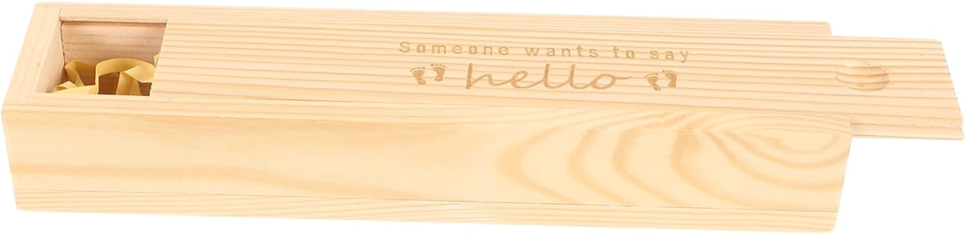 Wooden Pregnancy Test Box Female Pregnancy Announcement Case for Newborn Keepsake Charming Footprint Motif Storage Box image number 5