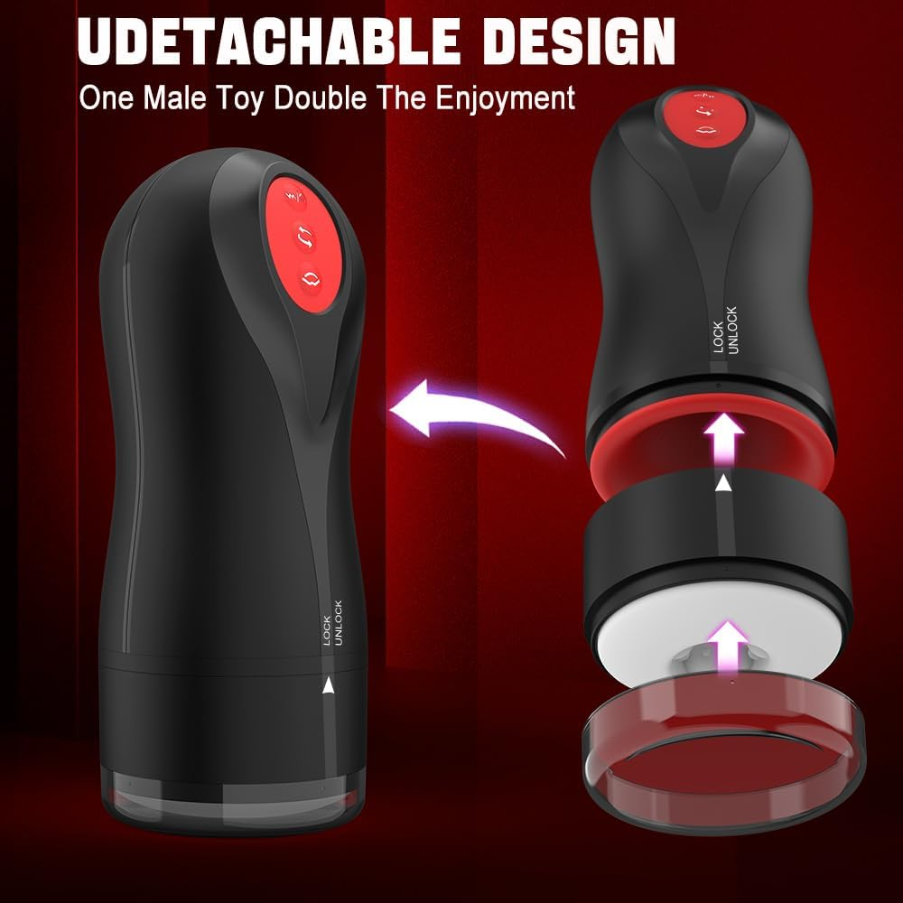Hephix Sucking Masturbator Cock Delay Trainer for Men &ndash; New Automatic Masturbators Cup with 10 Vibration Modes & 5 Twisting Sucking & 3 Rotating Sucking, Penis Pump Stroker Cock Trainer for Men 1 More Lubricating Oil