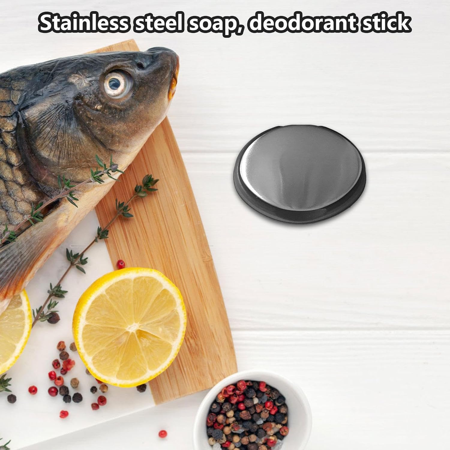 Stainless Steel Soap Bar | Odors Remover Hand Bar - Oval Deodorizing Metal Soap for Eliminating Smell from Hands, Kitchen and Dining Room Jmedic - English Large Soap + Base image number 5