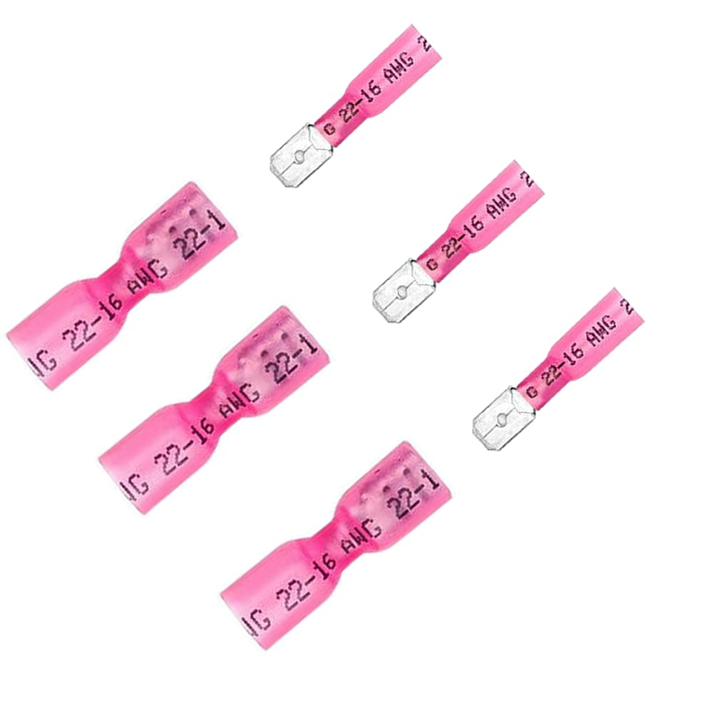 100PCS Heat Shrink Spade Connectors Female and Male Spade Wire Connectors Fully Insulated Quick Disconnect Crimp Terminals 22-16 AWG Red/Ursh - Yellow 12-10 Awg image number 5