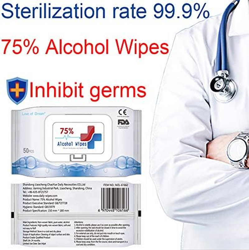 Love of Dream 75% Alcohol Wipes, Surface Cleaning, Unscented, 100 Sheets per Pack image number 1