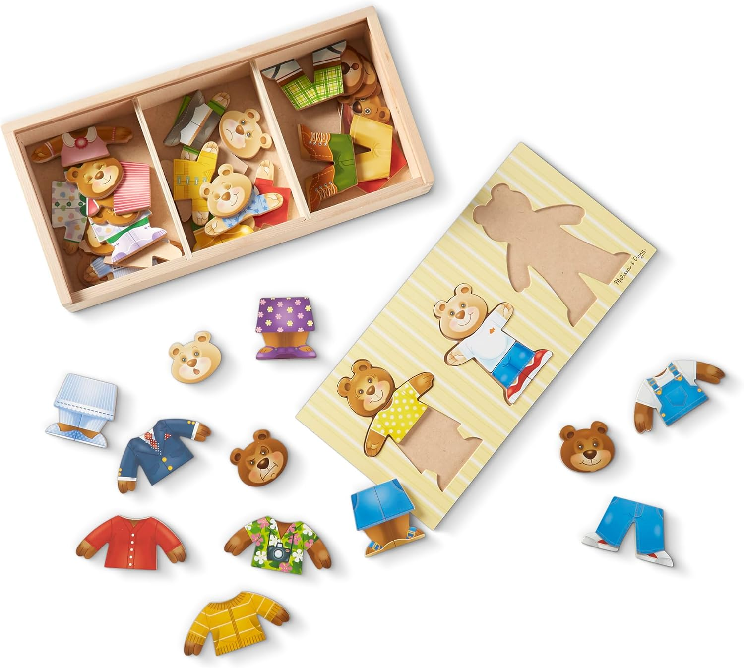 Melissa & Doug Wooden Bear Family Dress-Up Puzzle | Puzzles | Wooden Toy | 3+ | Boy or Girl image number 4