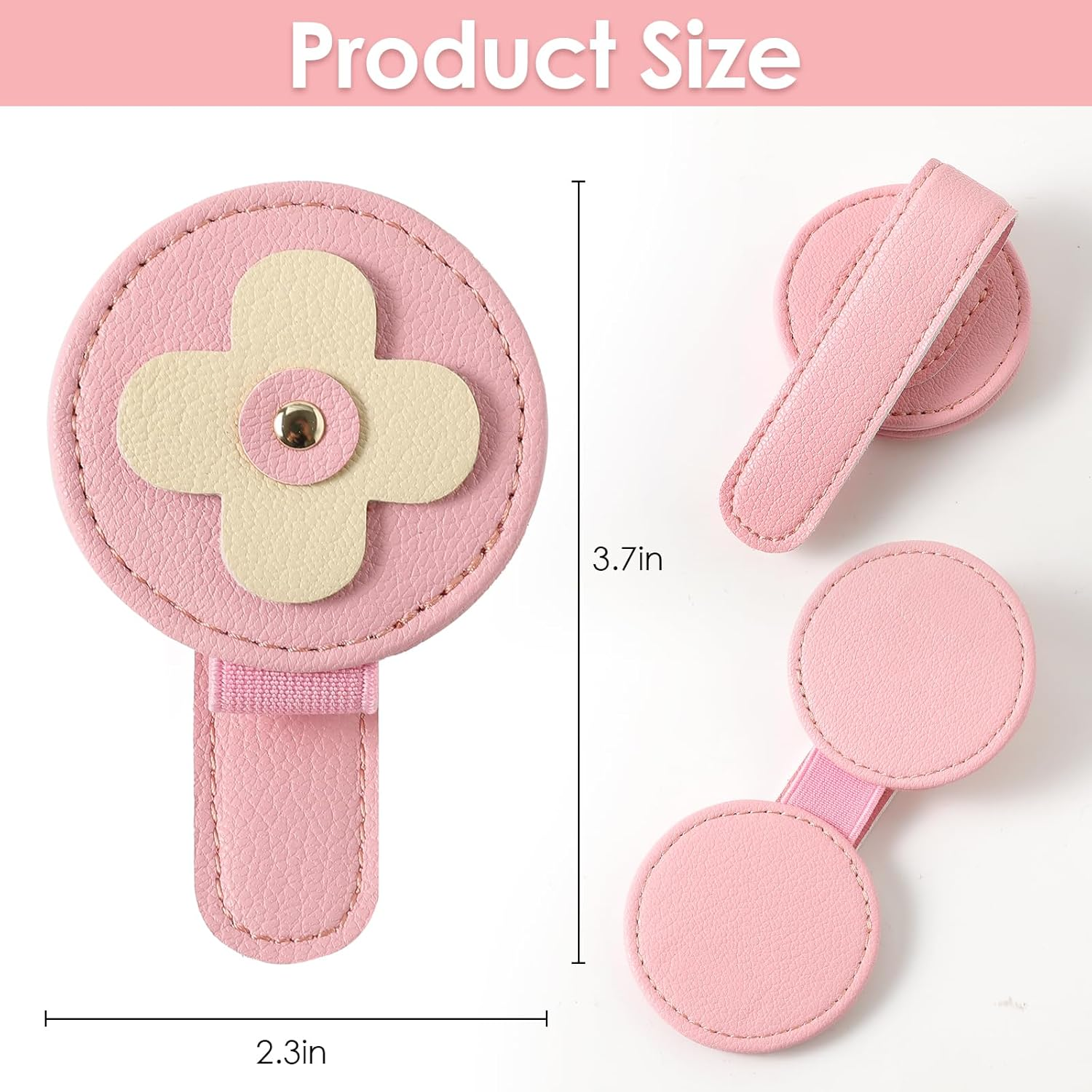 Magnetic Sunglass Holder for Car Visor Clip 2 PCS, Leather Car Glasses Holder, Visor Accessories Eyeglasses Holder Glasses Storage Case (19-Pink) image number 6