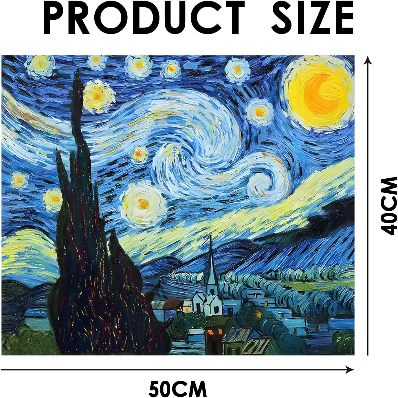 XIJIANG Diamond Painting Kits, Starry Night, DIY Craft Kit, 20" X 16" Unisex Adults Art Masterpiece, Canvas, Crystal, Not Foldable image number 1