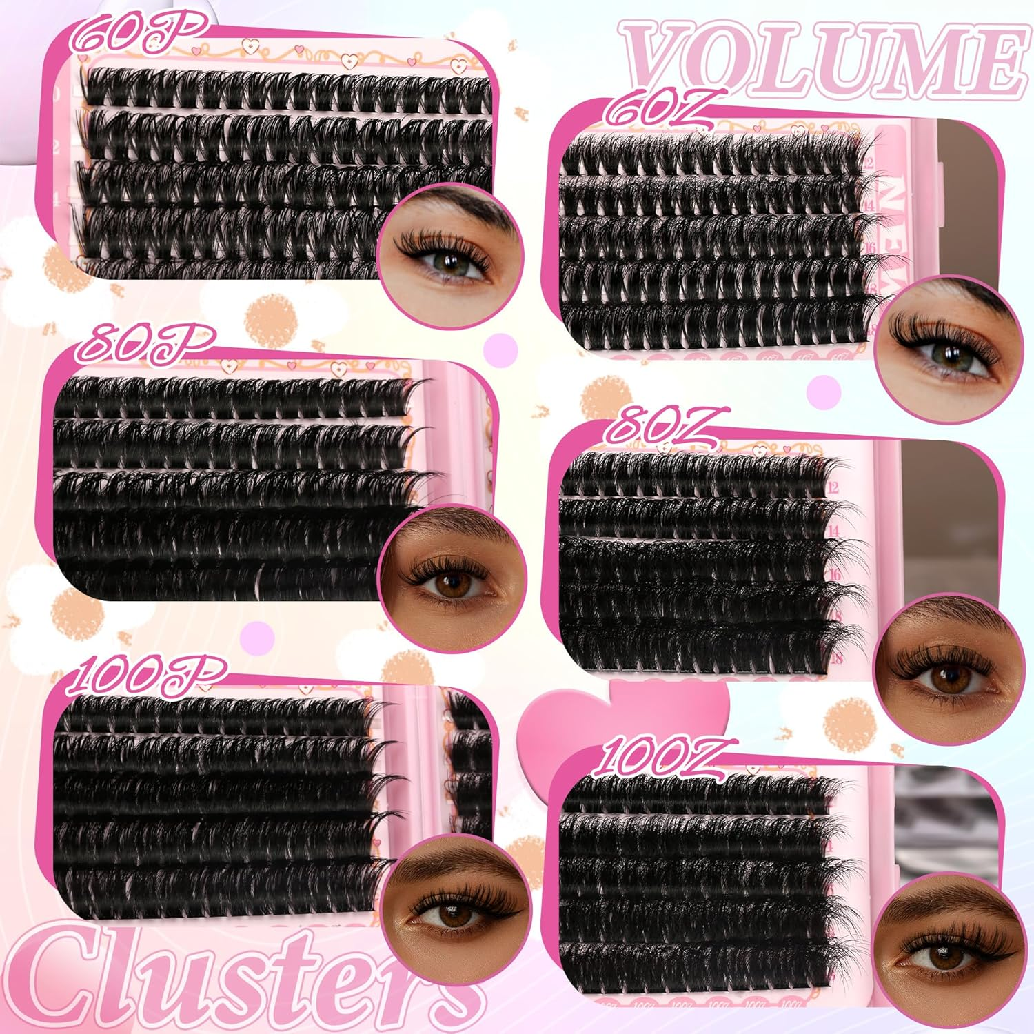 Gmagictobo False Eyelashes Extensions Volume Fluffy 590 Pcs DIY Eyelash Seal and Join Eyelash Tweezers Black image number 6