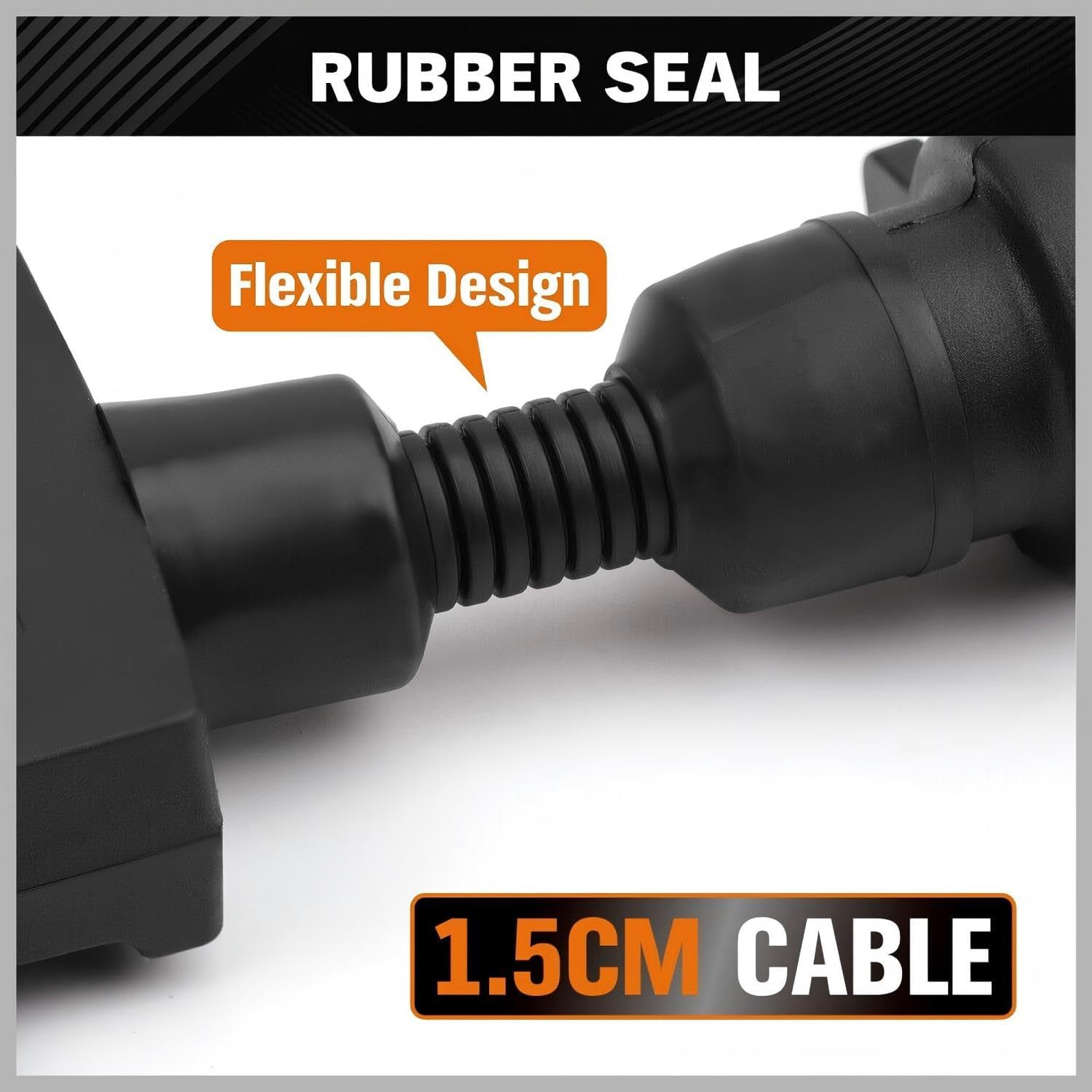 7 Pin round Male Plug to 7 Pin Flat Female Socket Adaptor Trailer Connector Simple Disassemble Trailer Adapter Durable Waterproof for Caravan Boat image number 4