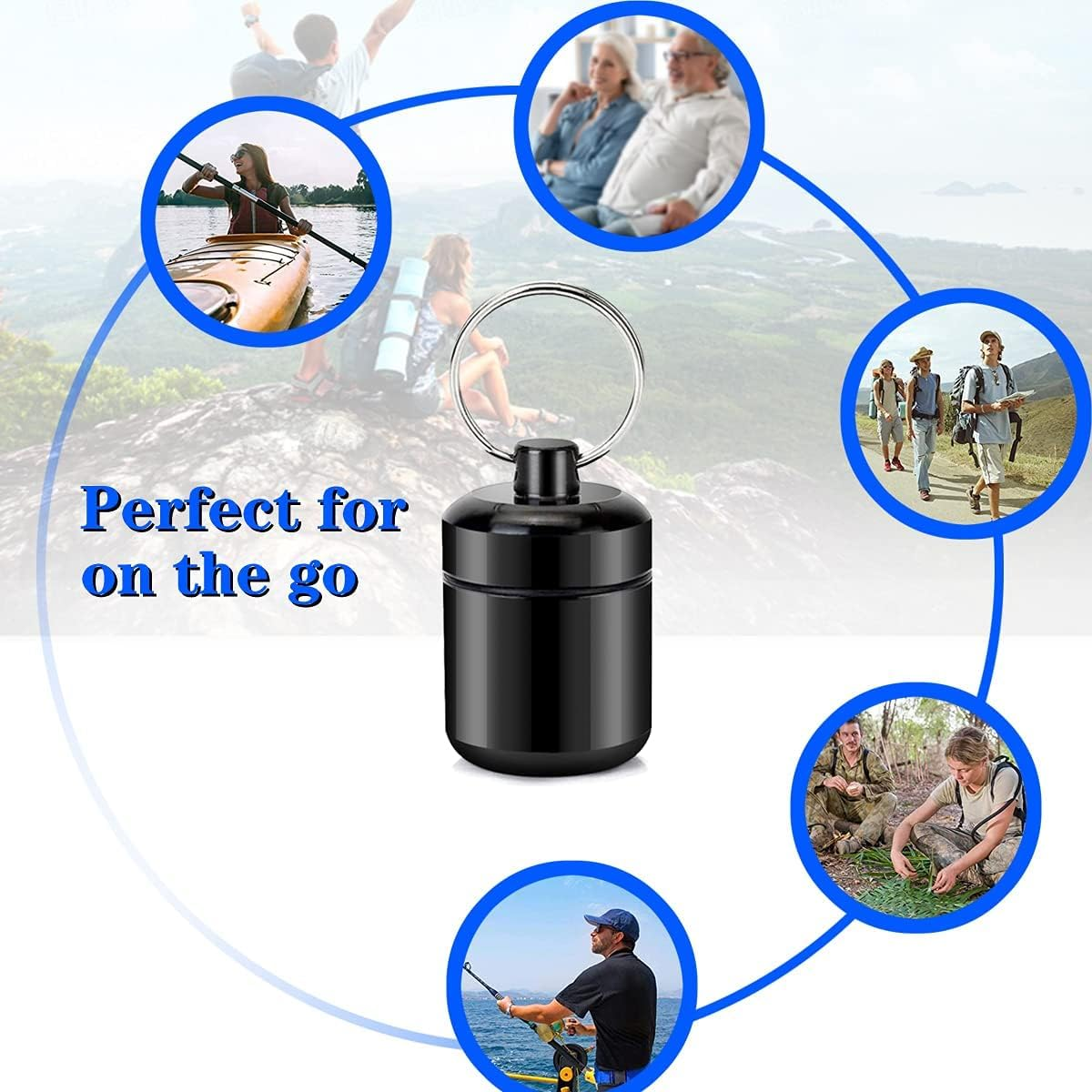 Evervanz 2 Packs Aluminum Pill Container Keychain and Earplugs Casing Box Small and Cute G_08 image number 3