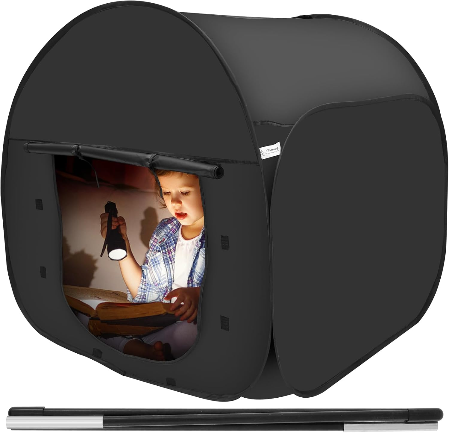 Rdjeokf Pop up Blackout Calming Tent with 2 Windows 1 to 2 People Calm Corner Tent Portable Kids Sensory Tent Hideout Den Children Indoor Tent for Autistic Children image number 1