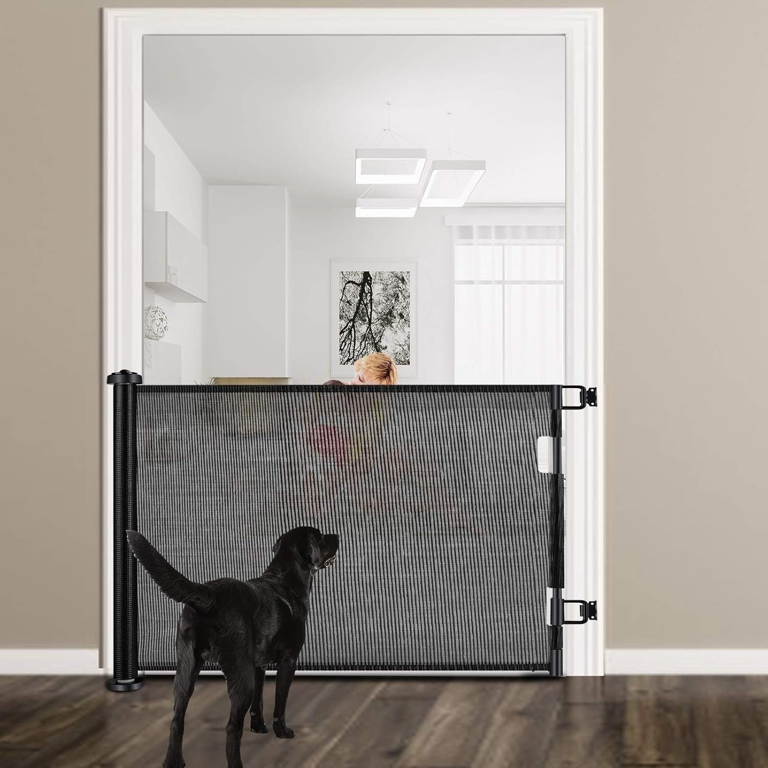 Retractable 1.5M Doorways Hallways Stairs Baby Gate Dog Pet Gate Indoor Outdoor Safety Gates image number 3