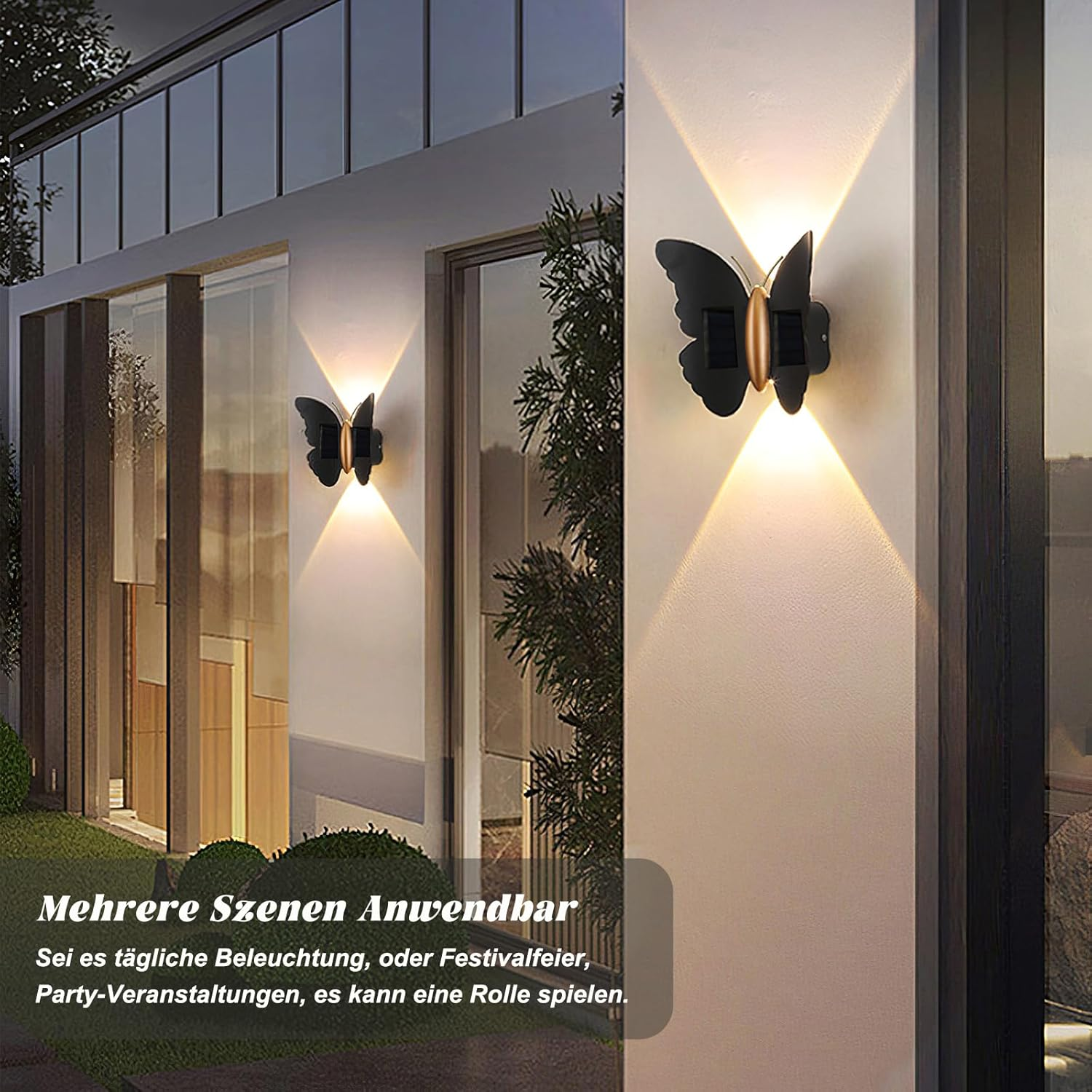 Solar Wall Light, LED Butterfly Outdoor Wall Light, Waterproof Outdoor Lighting, Suitable for Garden Wall Lighting, Garage, Door Outdoor Wall Lighting, the Ideal Gift (White Light) image number 3