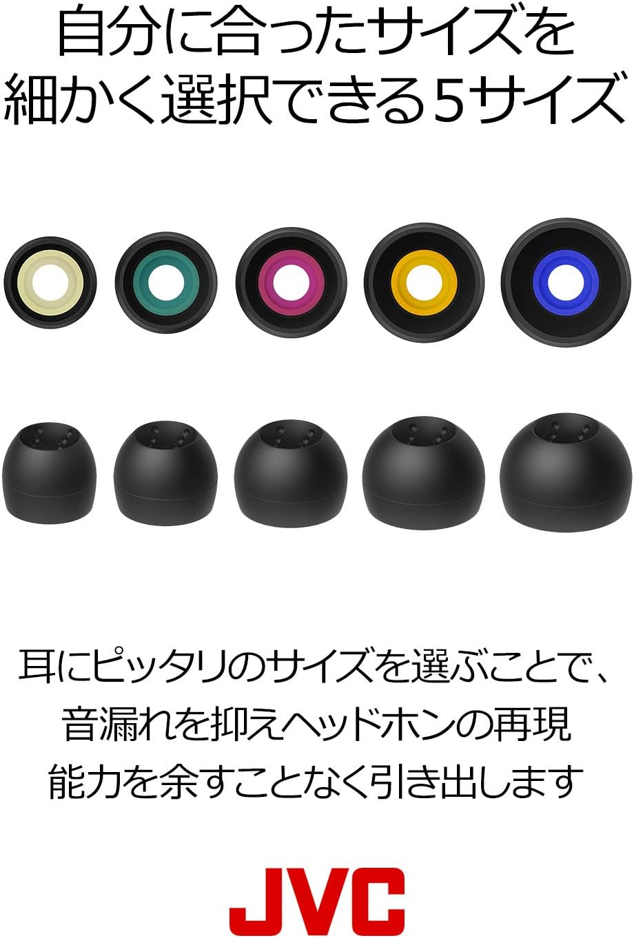 JVC EP-FX10ML-B Replacement Ear Tips Spiral Dots++ 4 Pack ML, Black image number 2