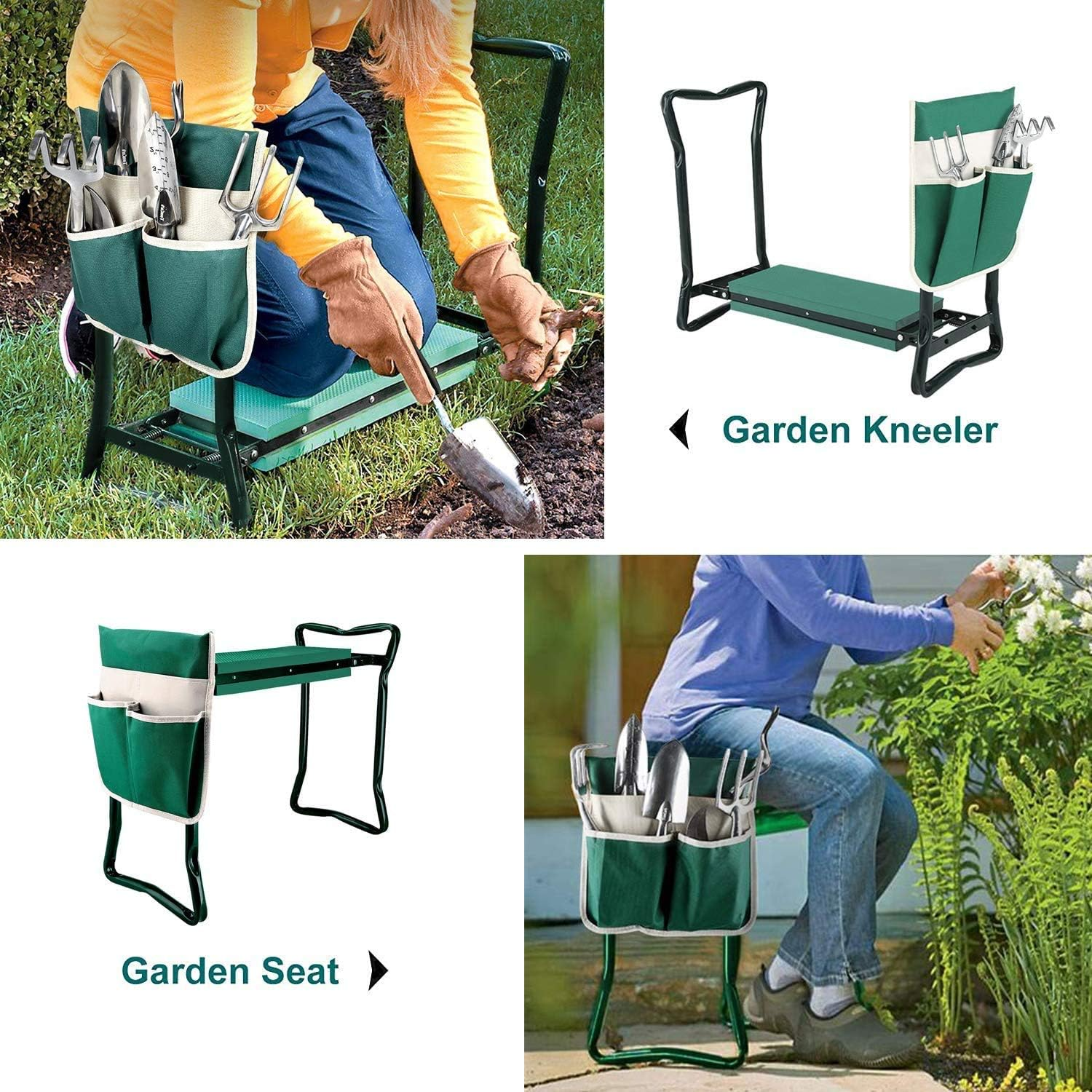 BESTHLS Garden Kneeler and Seat - Heavy Duty Folding Stool with Thick Pad, Tool Pouch, 330 Lbs Capacity - Knee & Back Support, Perfect for Seniors, Women, Men image number 1