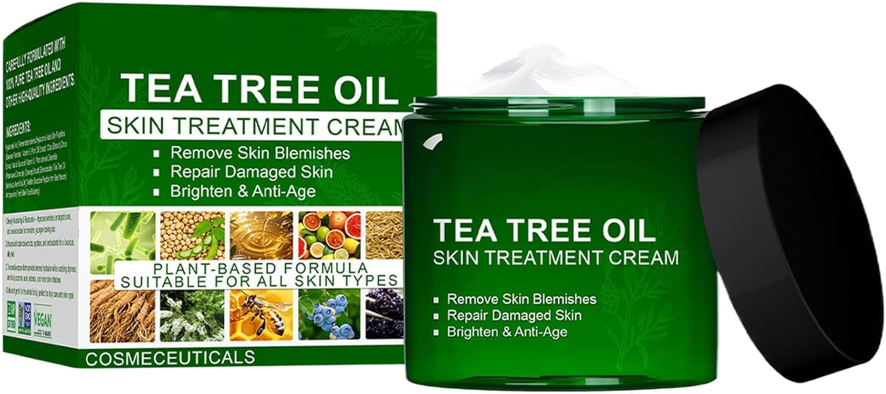 Organic Tea Tree Oil Cream,Non Greasy Gentle Moisturizing Gel,Natural Cosmetics for Blemished Skin,Professional Tea Tree Skin Repair Cream